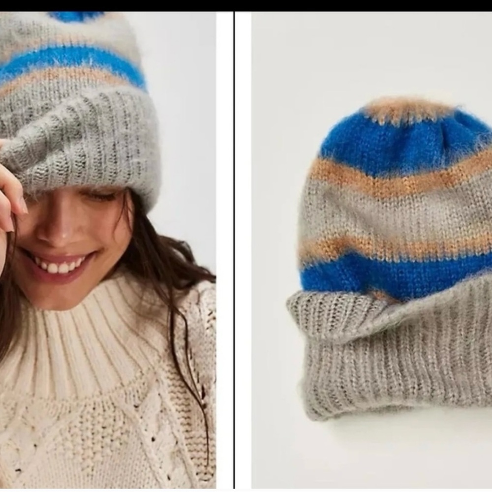 Free People Cozy Striped Knit Beanie Size O/S